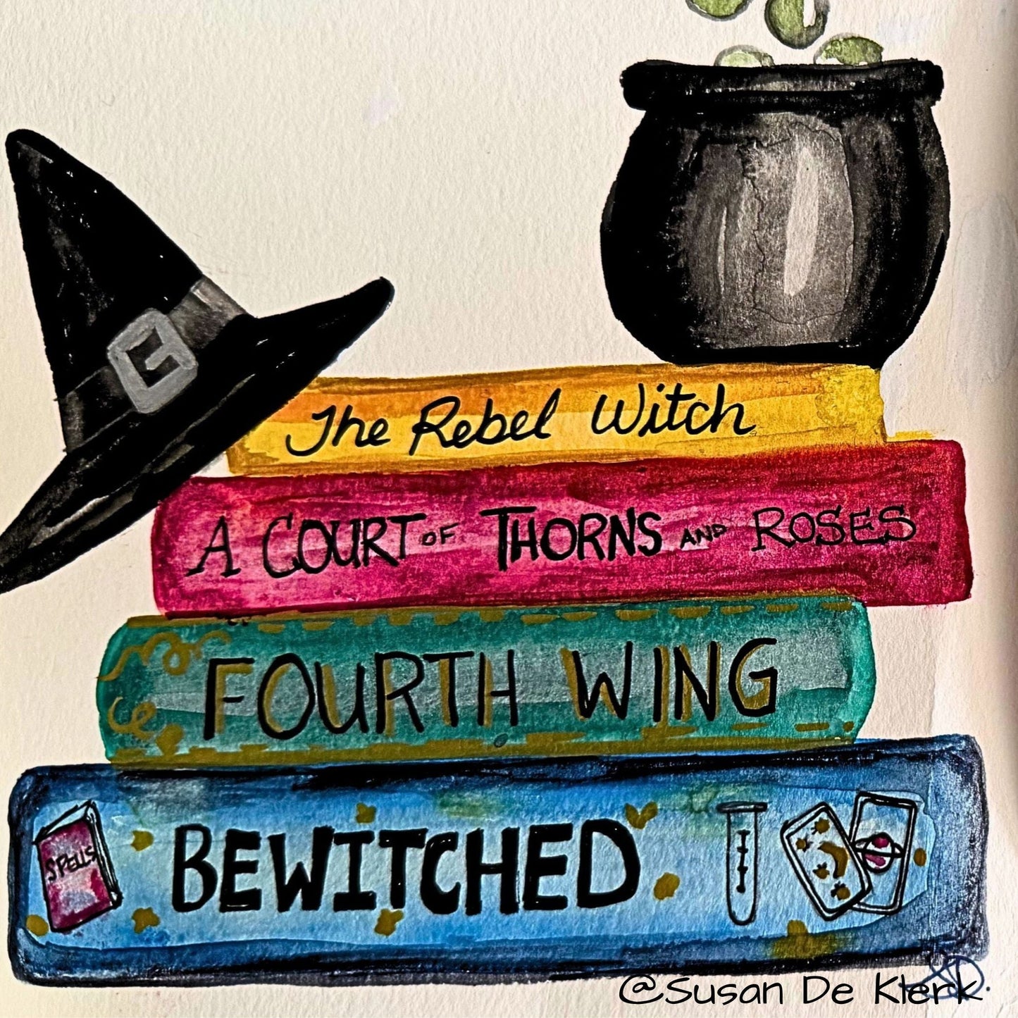 Book Stack Watercolor Class